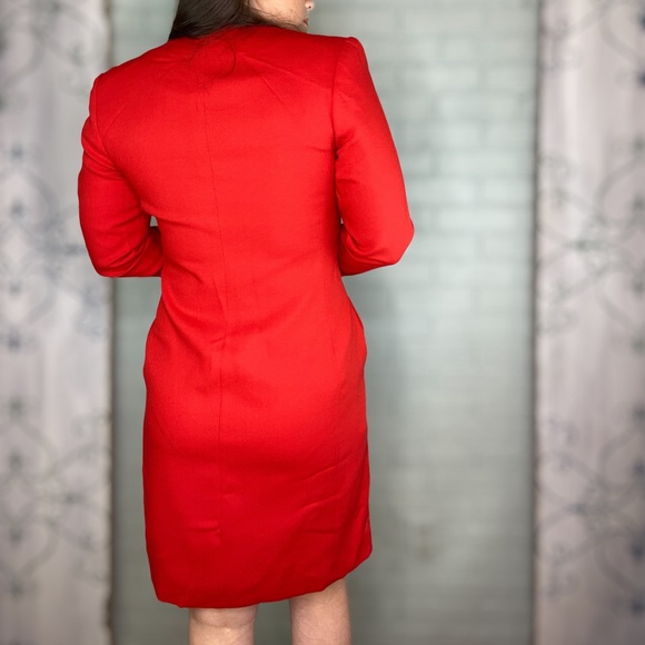 Vintage Evan Picone Red Button Up Blazer Dress Size 6 - Picture 6 of 16